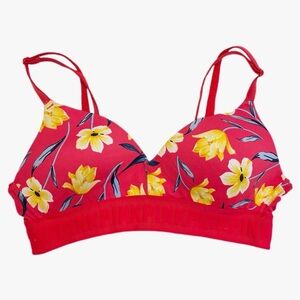 PINK Victorias Secret Coral Orange Yellow Floral Print Bra Cup Size 32A